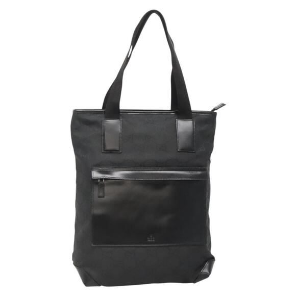GUCCI GG Canvas Tote Bag Outlet Black Silver - Picture 1 of 16